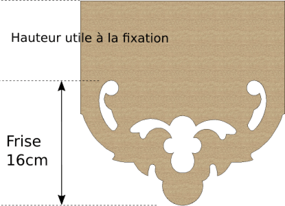 Echantillon lambrequin bois - modèle VANNES - Frise 16cm